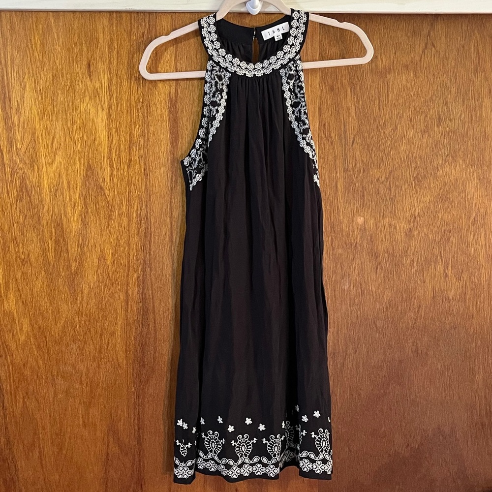THML Black Dress w White Embroidery Sz MP